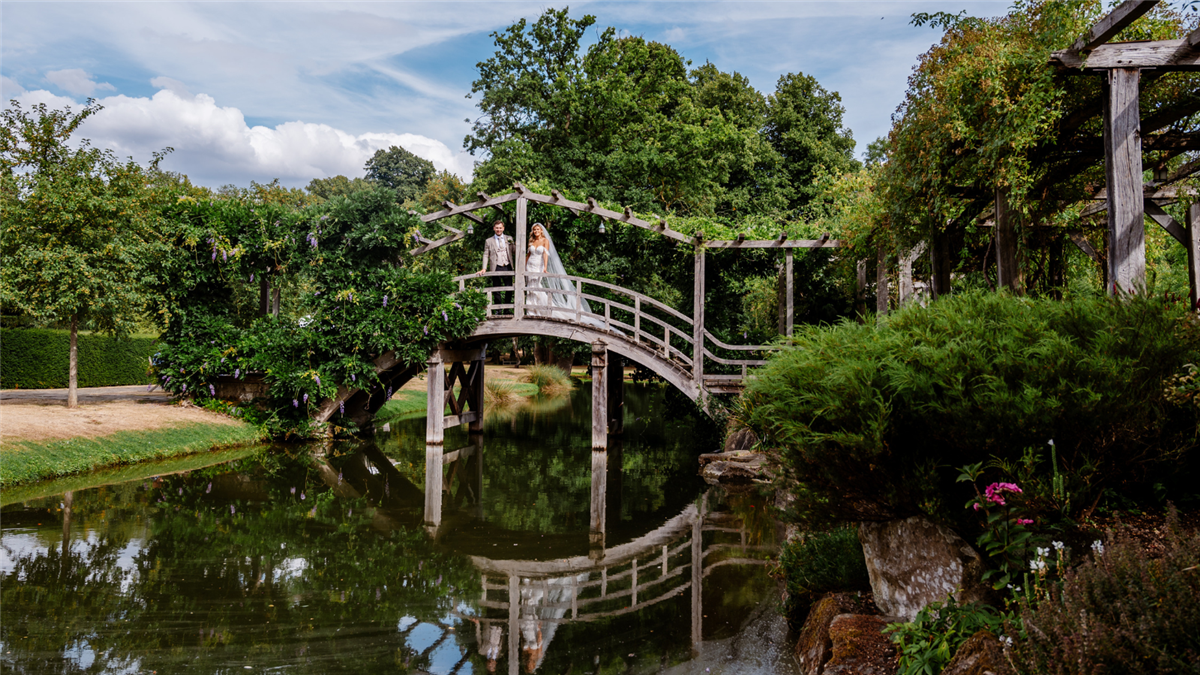 Bride & Groom on the Japanese Bridge