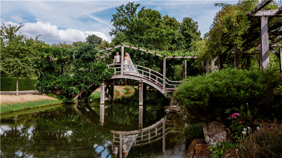 Bride & Groom on the Japanese Bridge
