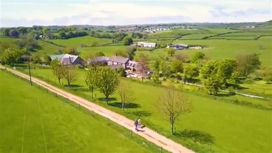 Aerial view of Huxtable Farm B&B in North Devon