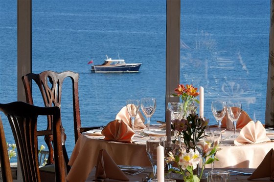 The Nare Dining Room boasts magnificent sea views on three sides