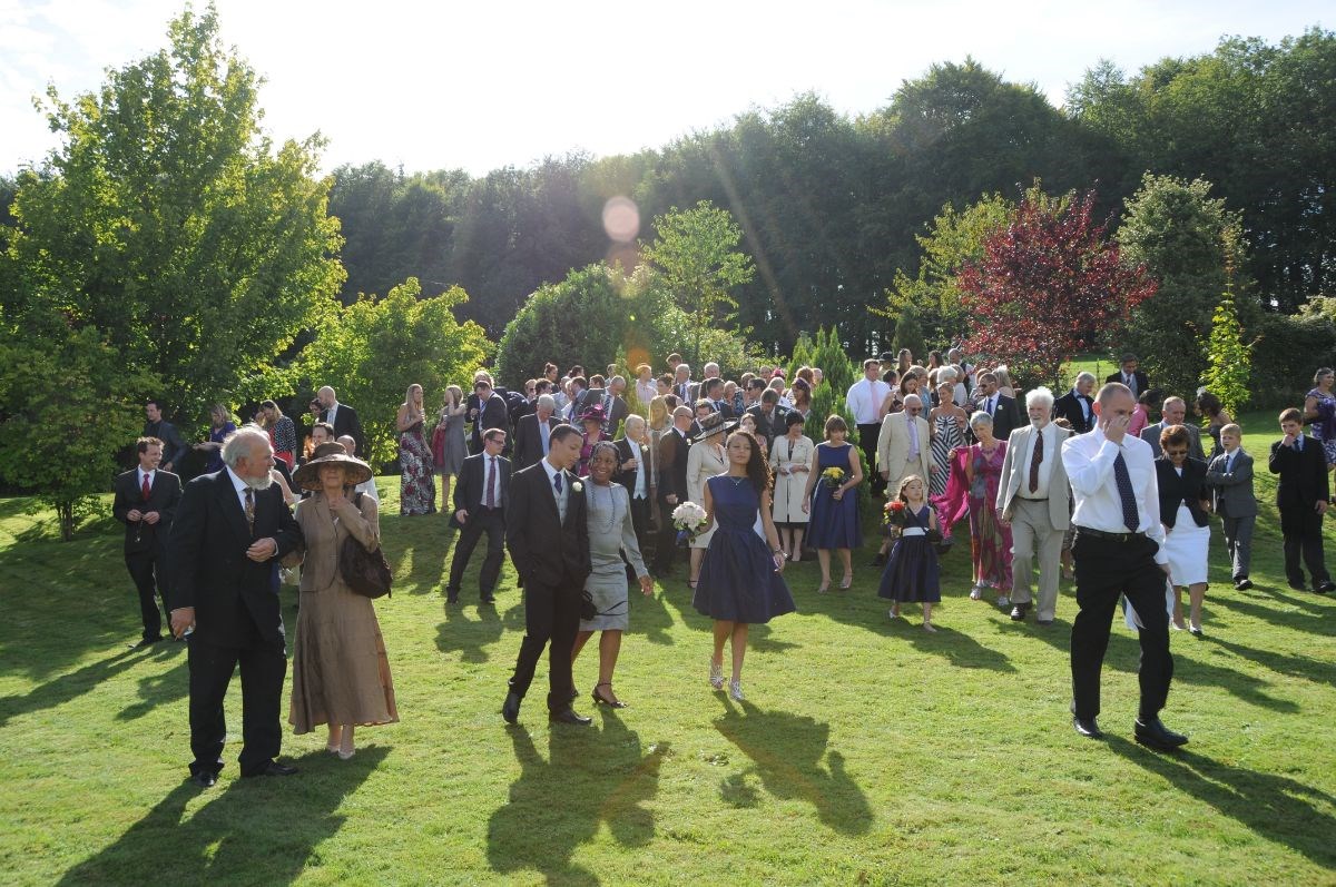 Wedding party on the lawn