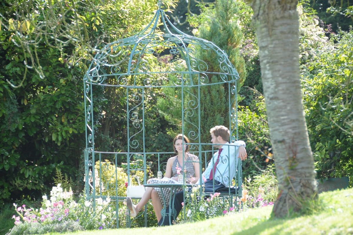 A quiet moment in the garden bower