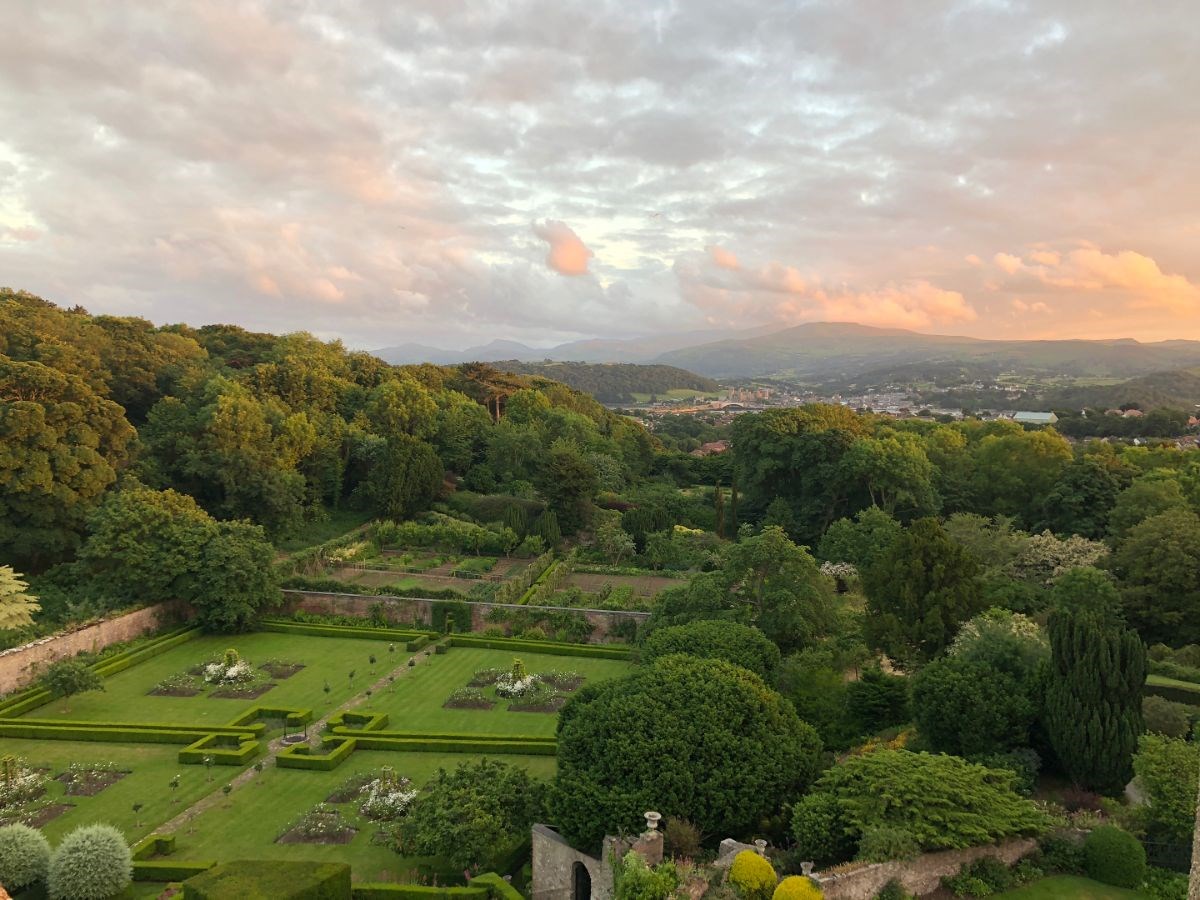 View from hotel across the gardens to Conwy Castle