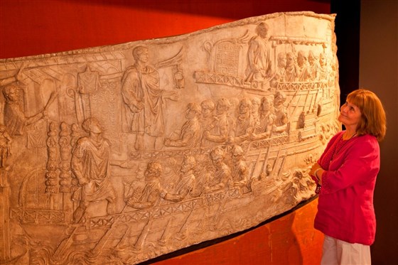 Lady with Trajans Fishbourne Roman Palace  <span style='font-size:8px;'> accredited to Fishbourne Roman Palace </span>