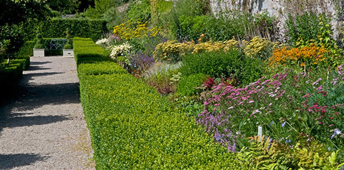 flower beds at Drum Castle <span style='font-size:8px;'> ® The National Trust for Scotland </span>