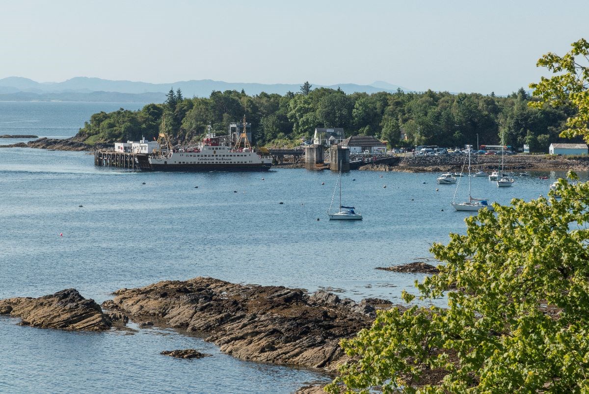 View from castle to ferry terminal