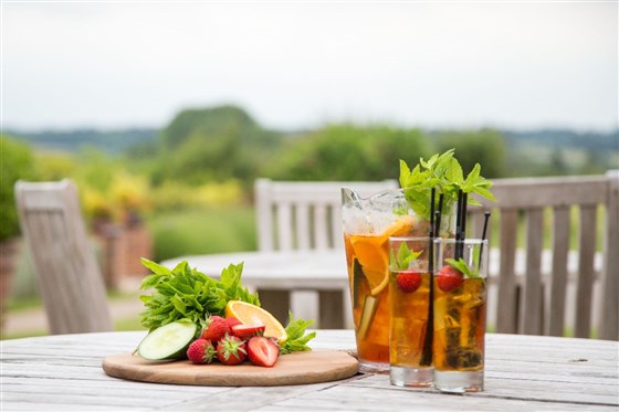 Pimms on the terrace