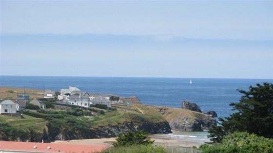 View of Porthcothan beach from the garden.