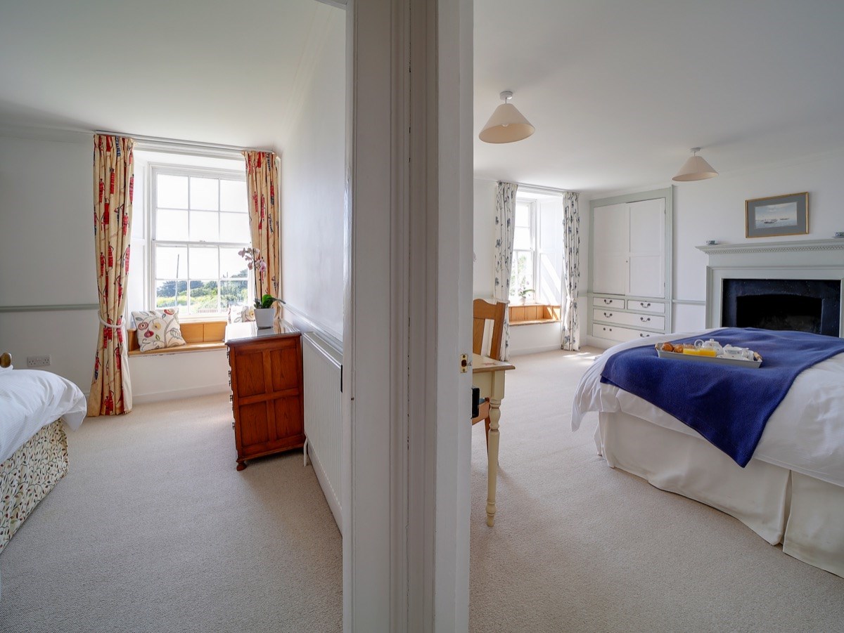 Bedrooms 3 & 4 (Savoir beds, sea & valley views).