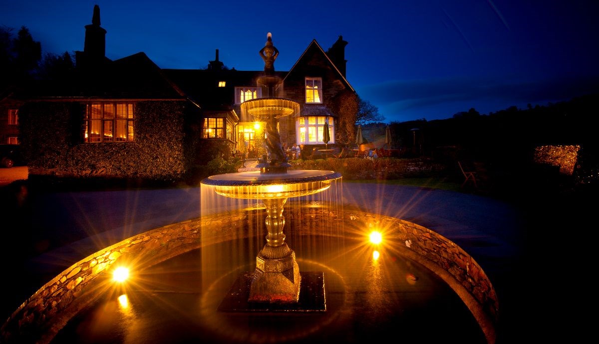 Fountain by Night | Broadoaks Country House Lake District Wedding Venue