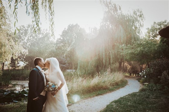 Wedding portrait in the hotel grounds