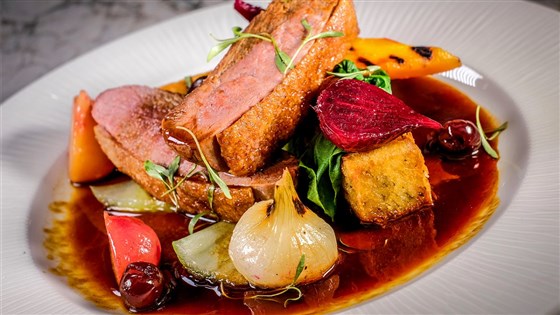 Honey-roasted duck breast 