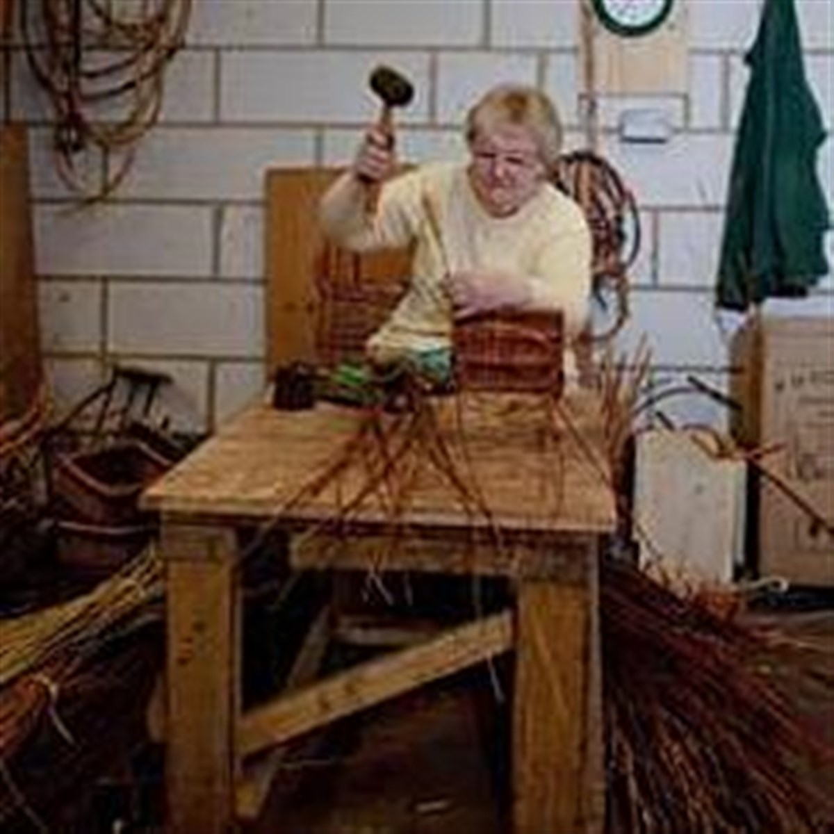 Mary making a basket 