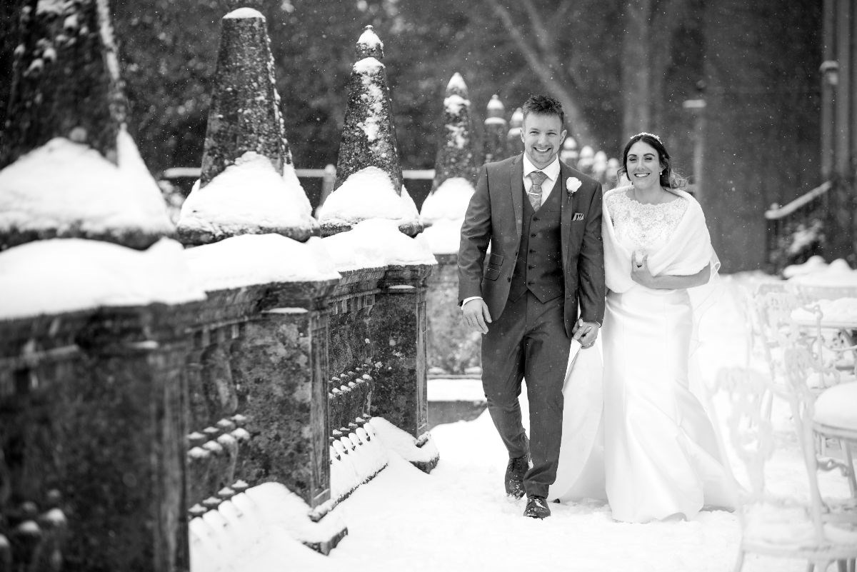 Snow wedding at Tylney Hall 