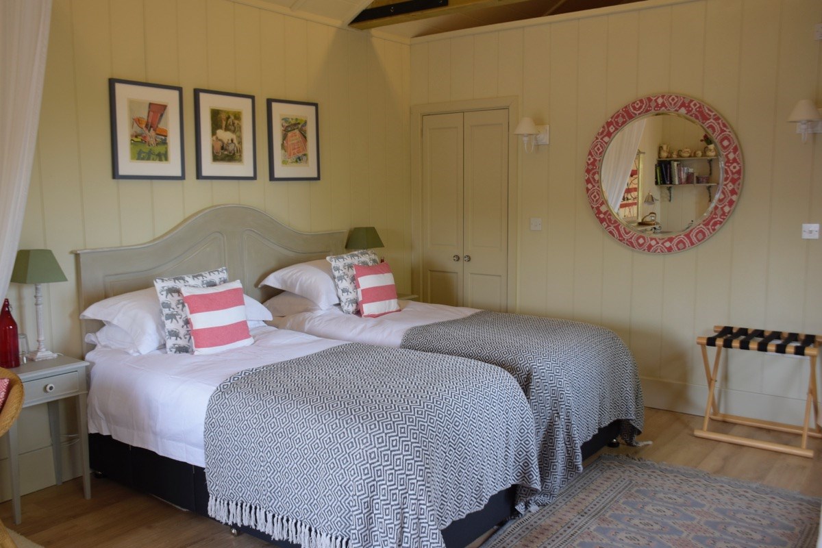 Bedroom set up as twin beds