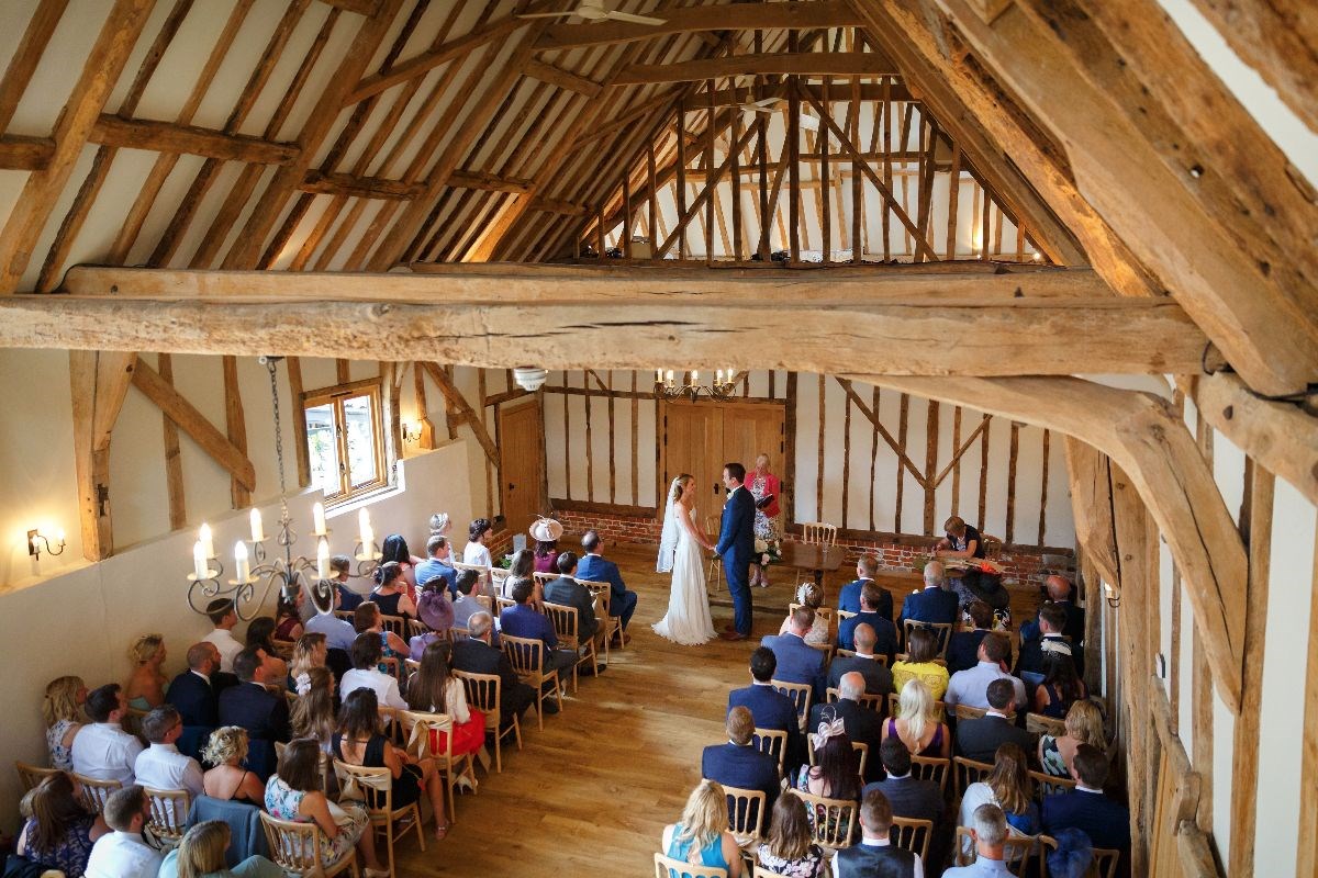 Ceremony in Bruisyard Barn Medieval Hall