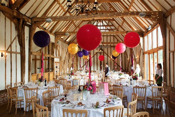Wedding tables in Bruisyard Barn Banqueting Hall