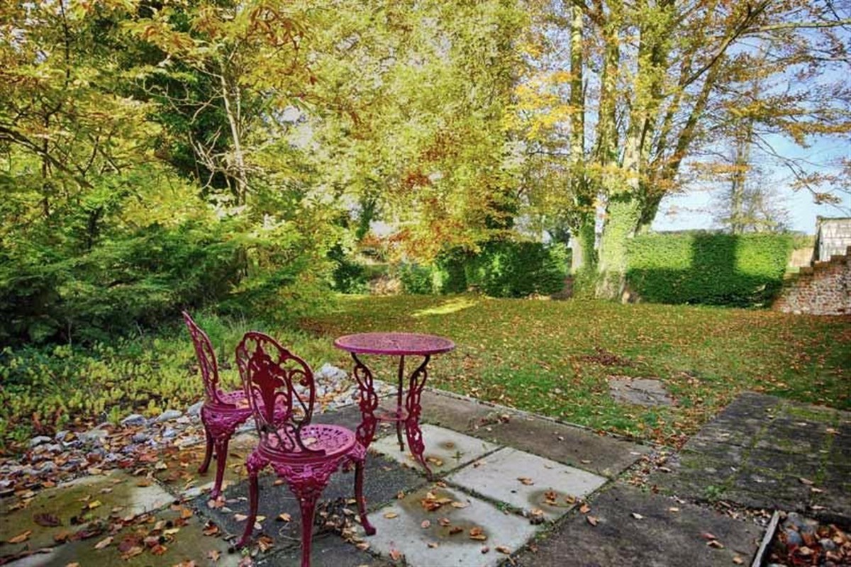 Private rear garden with sitting area. Gardens free to visitors when we open in the summer