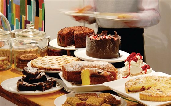 Delicious homemade cakes on our Café counter