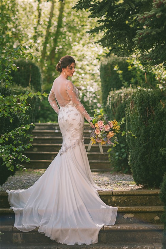 The Bride on the Garden Steps
