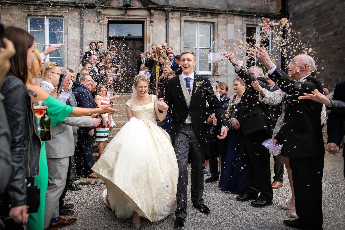 Entering the Inner Bailey after the ceremony in the great hall