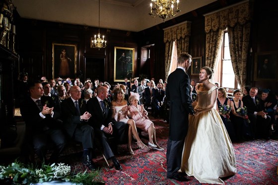 A wedding ceremony in the great hall