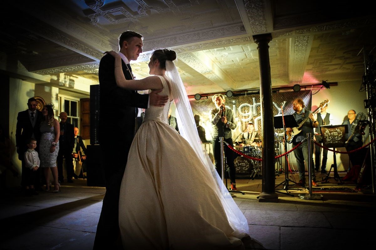 The first dance with a band in the background