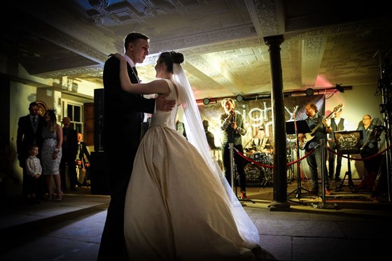 The first dance with a band in the background