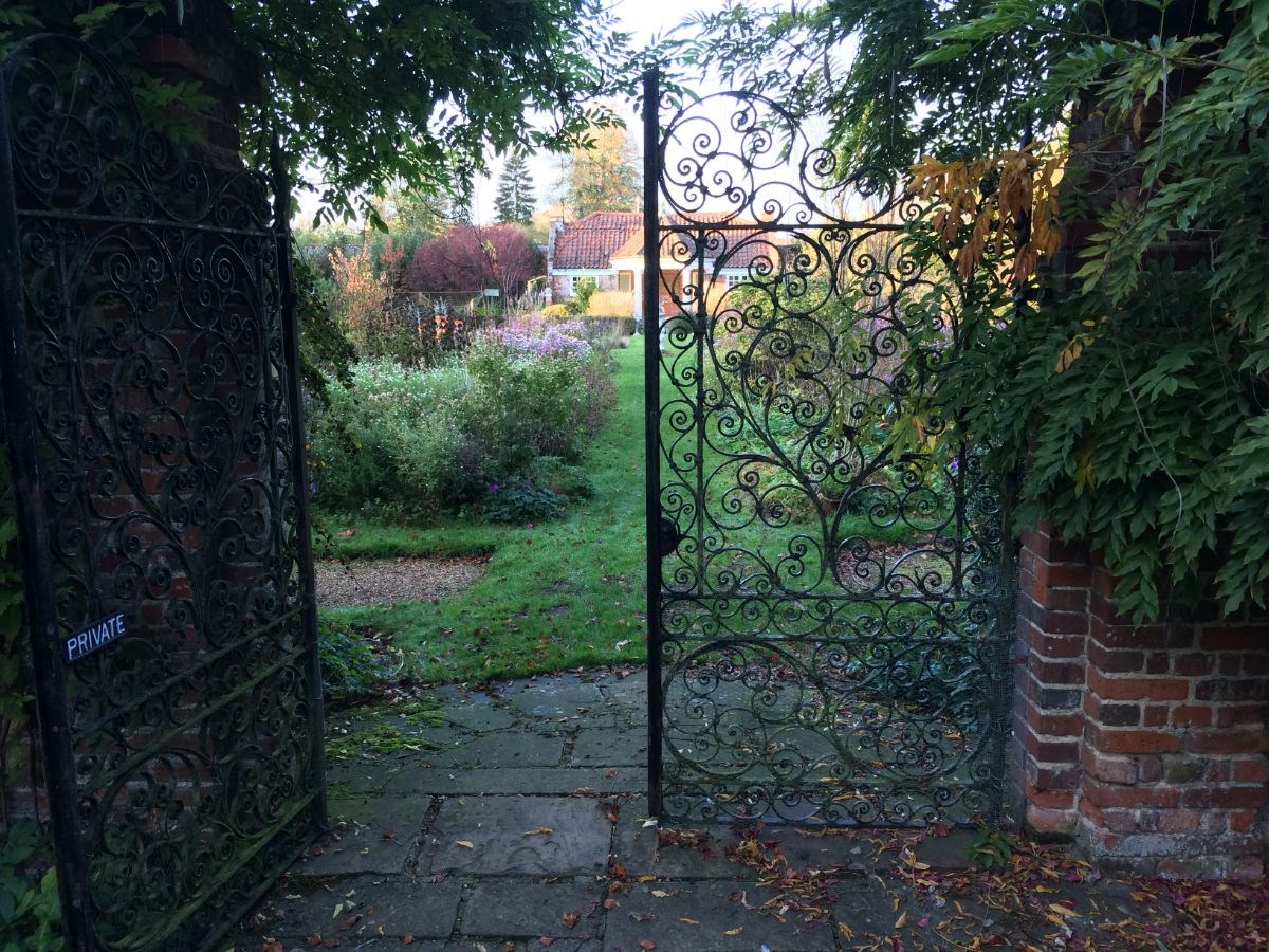 Another view of the summer house, and garden gates.