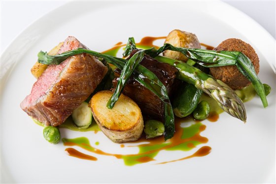 Lamb with wild garlic main course