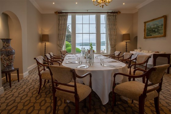 Private dining room with lake views
