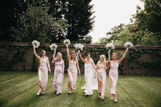 Bride & Bridesmaids in the Great Fosters Gardens