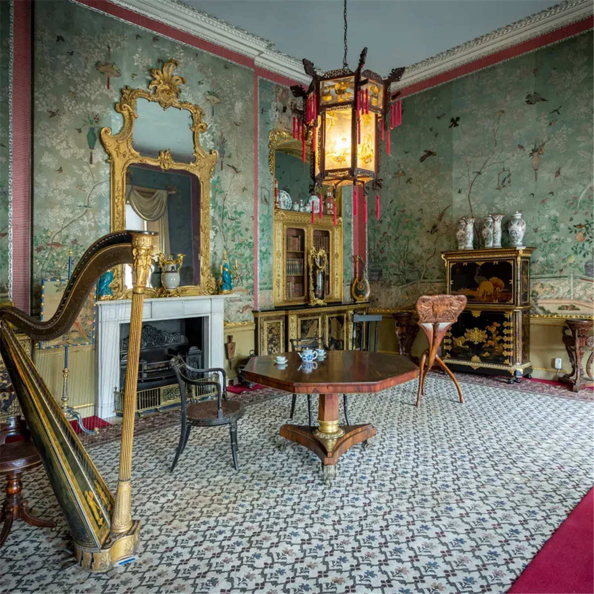 Photograph of a family inside Temple Newsam house