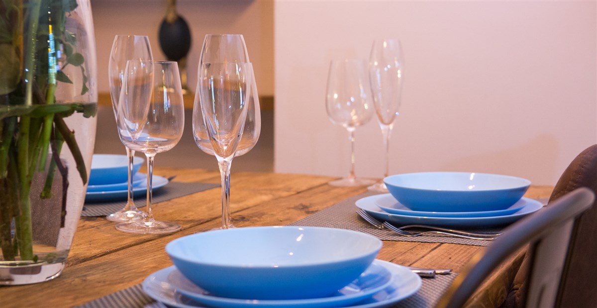 All the crockery and glassware needed for celebrating in style