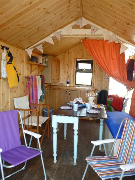 inside the beach hut