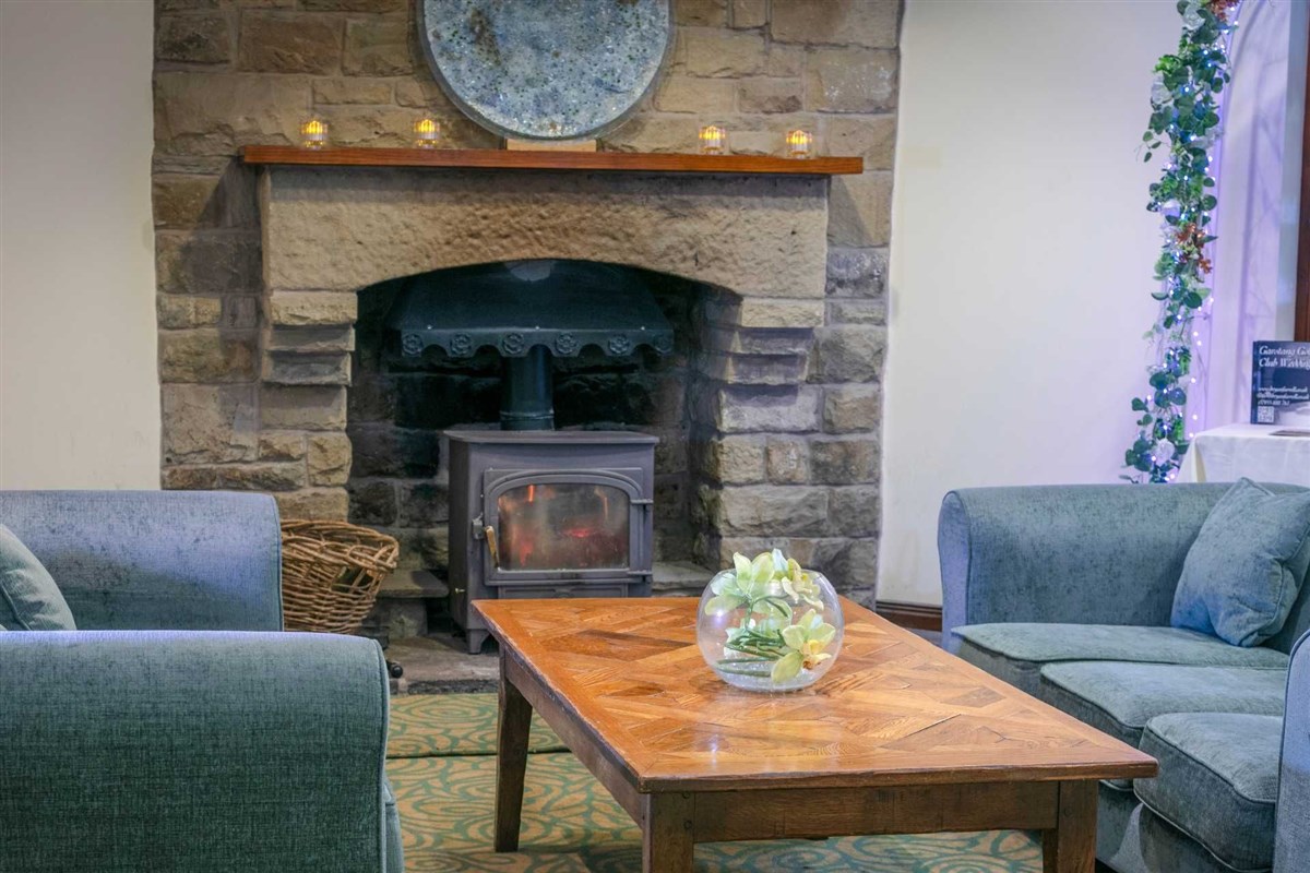 Fireplace in lounge area