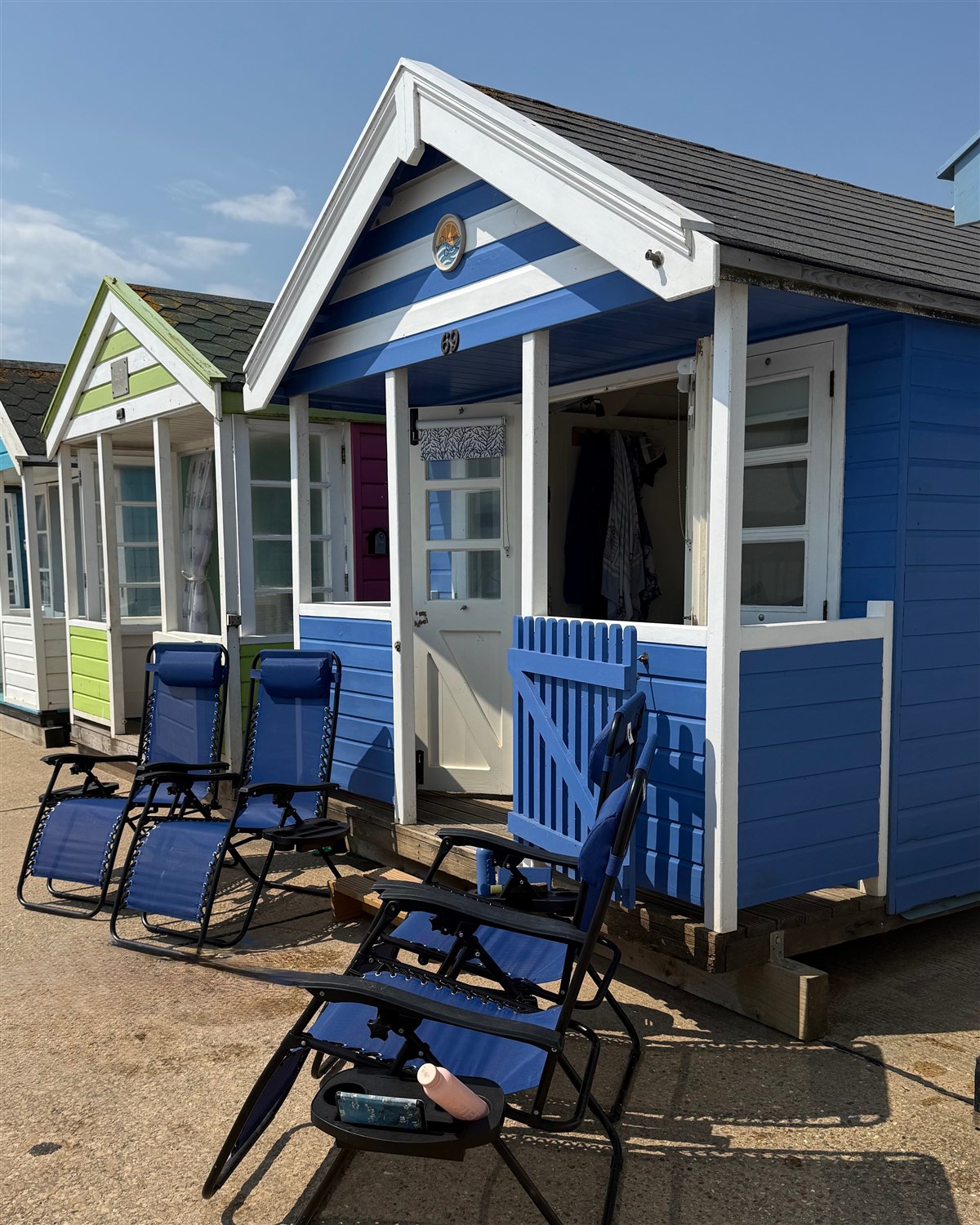 Beach hut with sun loungers