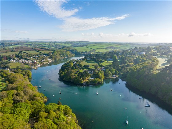 Aerial of Helford Rover & Budock Vean Hotel