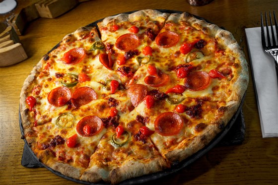 Artisan pizzas from the woodstone-fired oven