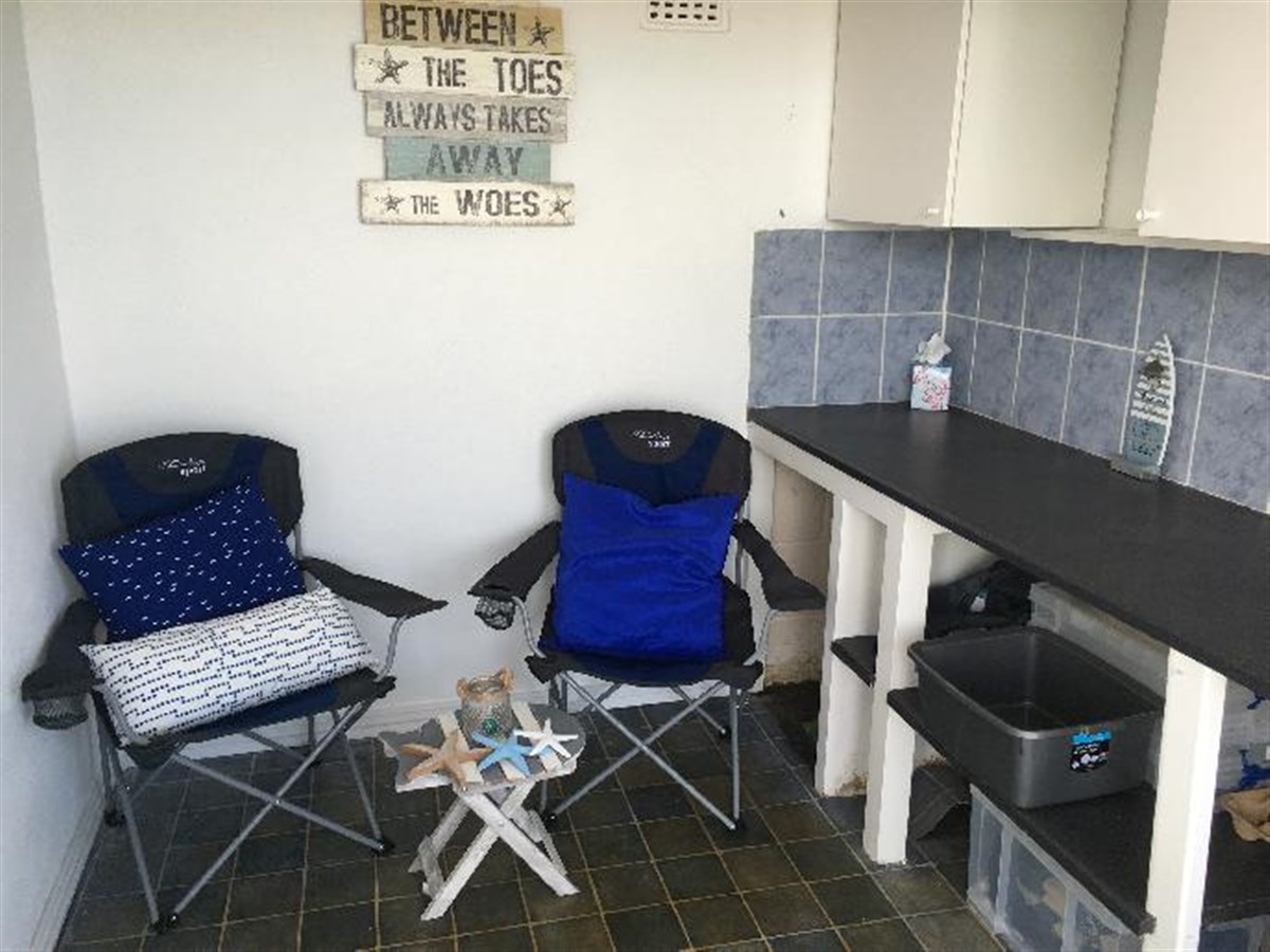 Inside beach hut