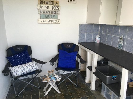 Inside beach hut
