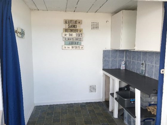 Inside beach hut
