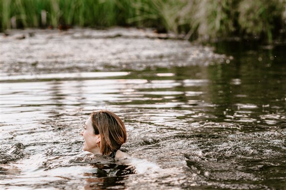 Wild swimming in wildlife pond