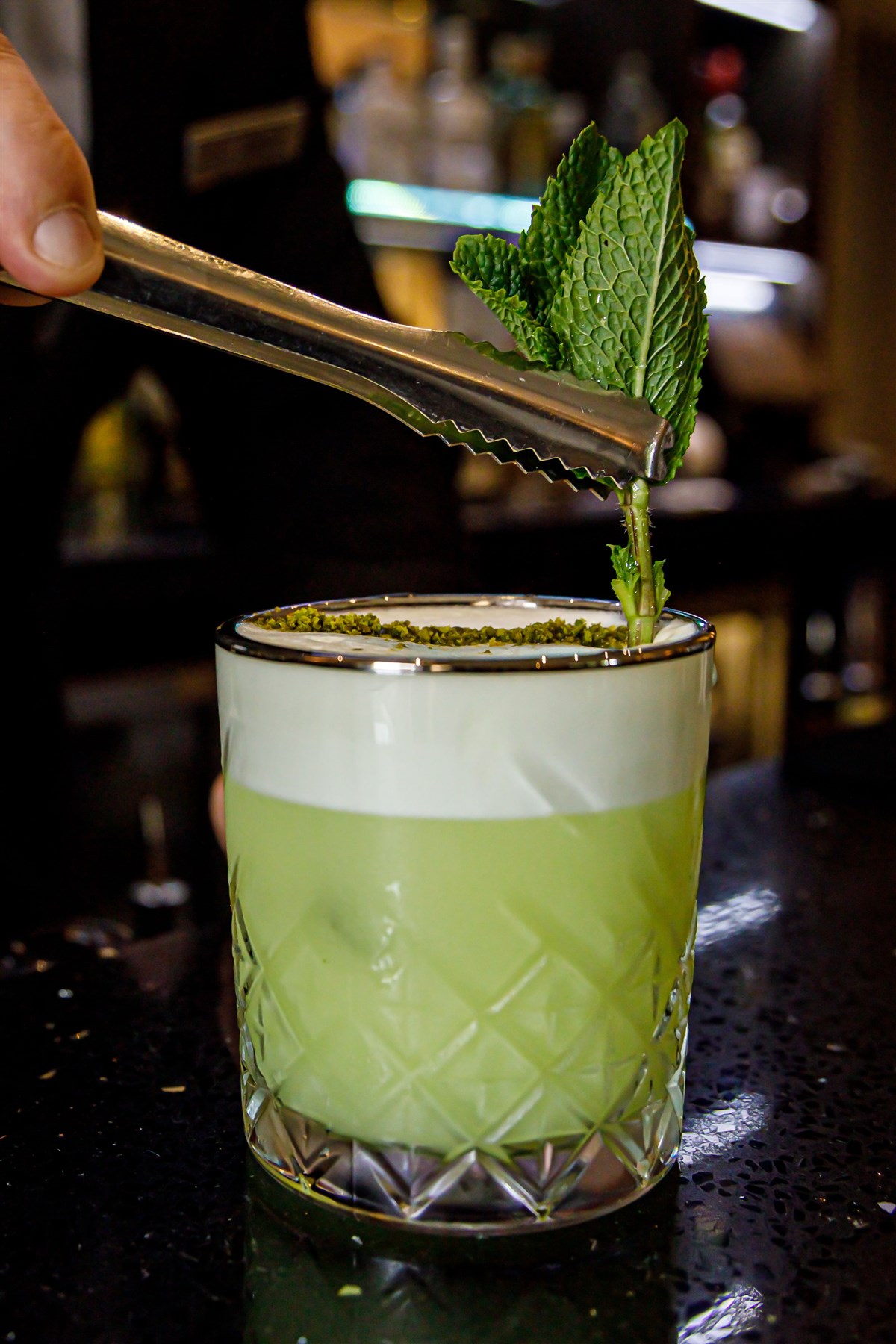 Pistachio Sour in the Champagne Bar