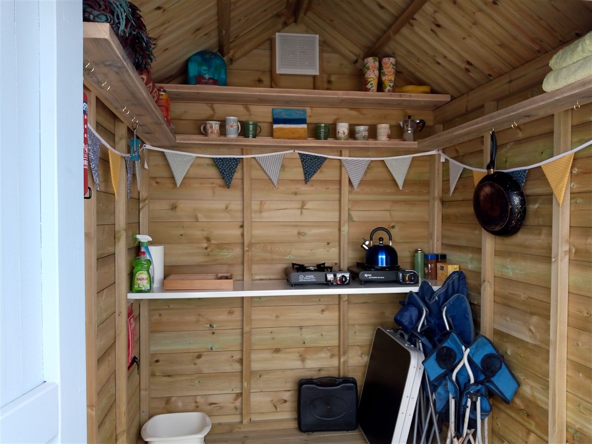 Inside the hut