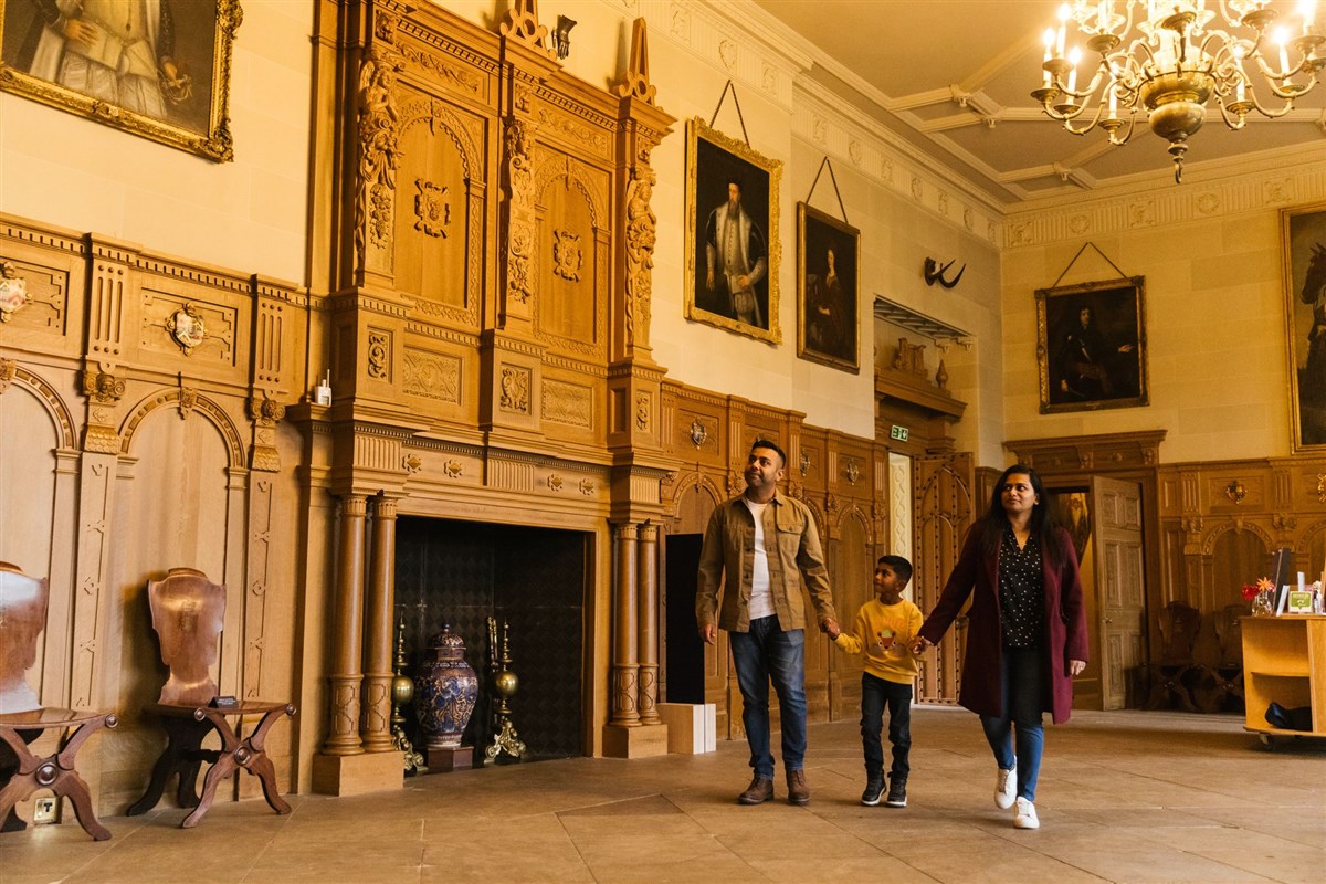 Photograph of a family inside Temple Newsam house