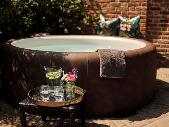 Hot tub in walled garden
