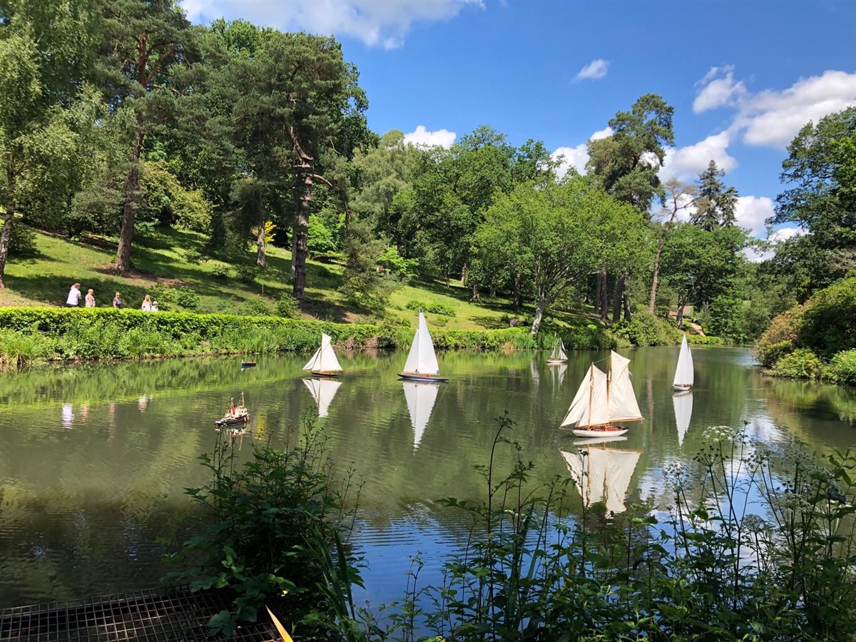 Model boats on the lakes in summer