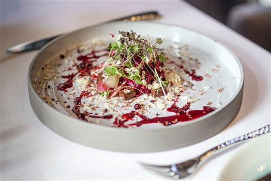Beetroot Tartare, Quince, Chocolate Jelly, Pickled Beetroot