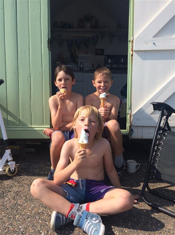 Enjoying an ice cream from the kiosk